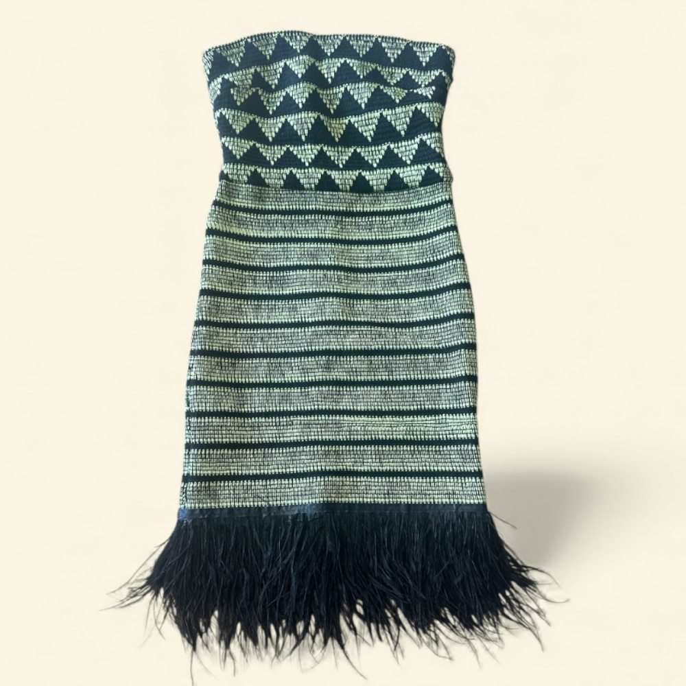 BEBE 2B ⭐️ feather trim dress